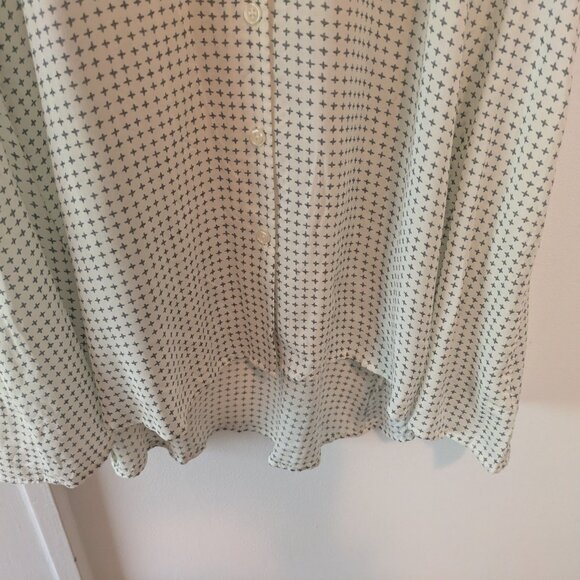 Anthropologie 11.1.Tylho White Printed Button Front Ruffled Neck Tunic - Picture 6 of 14